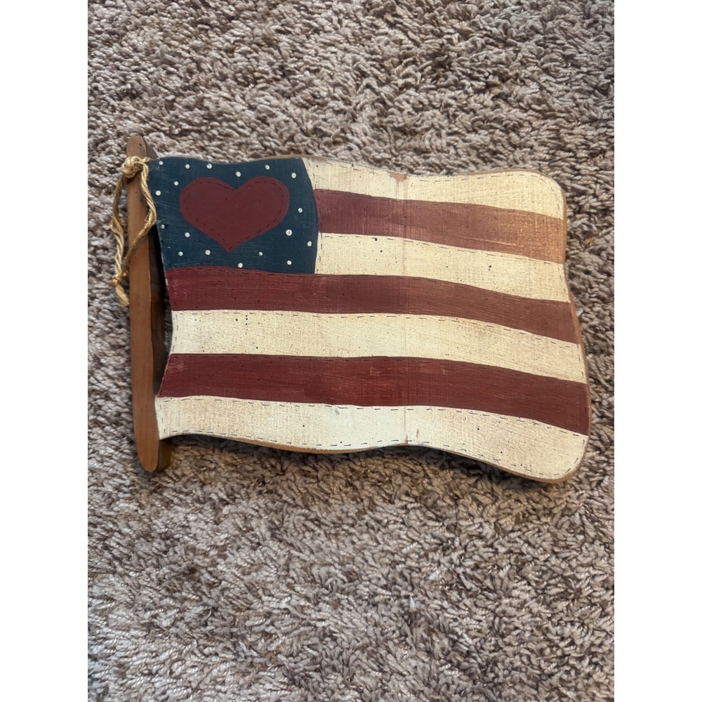 Americana Primitive‎ Wood Flag Wall Hanging Rustic Farmhouse Décor